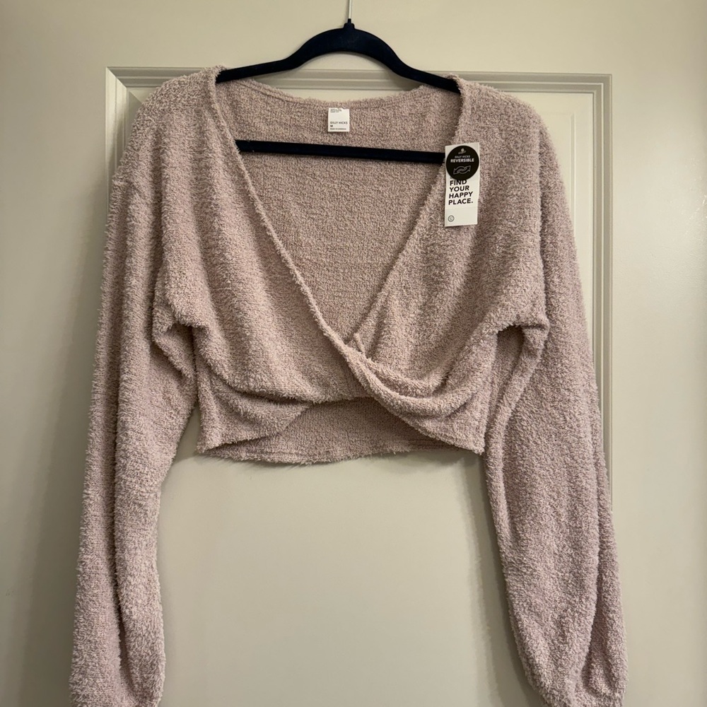 Gilly Hicks Pink Fuzzy Wrap Top
